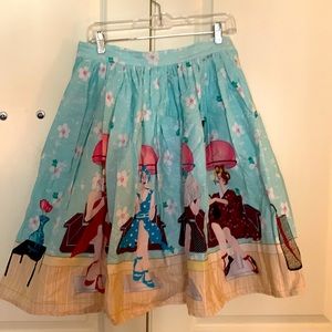Unique Vintage large retro pinup swing hair salon novelty print skirt